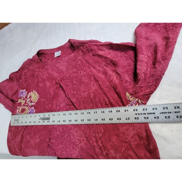 Legends By Sunisha Womens Floral Print Tunic Jacket Size Medium Red Lightweight - Picture 6 of 8
